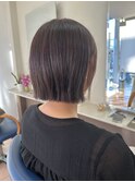 オレンジカラー切りっぱなしボブ