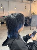 メンズのインナーカラー×ウルフレイヤー 襟足カラー/裾カラー