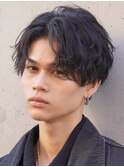 天神メンズパーマルーズパーマシャドウパーマセンターパート緩め