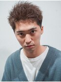 フェザーパーマ/ブルーブラック/刈り上げセンターパート[新宿]