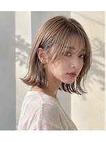 ヘアアンドメイク アース 入間店(HAIR&MAKE EARTH) ナチュラルベージュ切りっぱなしボブ