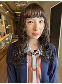 【ミディアム ニュアンスパーマ 前髪パーマ】