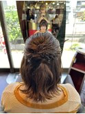 ハーフアップ ボブアレンジ 結婚式ヘアセット
