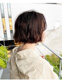 ボブパーマ/黒髪パーマ/切りっぱなしボブ/ショートボブ