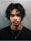 センターパートウルフ スパイラルパーマ ニュアンスパーマ