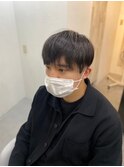 アッシュブラック刈り上げツーブロック韓国ヘア