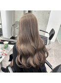韓国ヘア顔周りレイヤーミルクティーベージュグレージュカラー