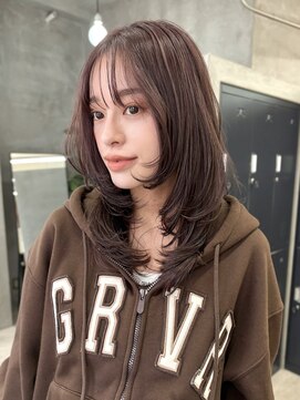 テトヘアー(teto hair) ミディアムレイヤーハッシュカットウルフ韓国ヘアブリーチなし