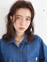オーサム(AWESOME) 《AWESOME》艶アッシュブラウン×ウェーブミディ