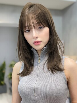 ヴェイン 渋谷(vain) 小顔似合わせカットくすみベージュ前髪愛されワンカール美髪艶感