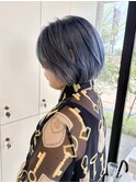 ブリーチカラー_ブルー_ショートカット