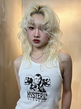 原宿/ウルフカット レイヤー デザインカラー ルーツカラー   