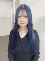 ミル 心斎橋(MIL)&nbsp;ネイビーブルー/シースルーバング/髪質改善/心斎橋