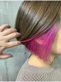 耳周りのアクセントに♪チェリーピンクのインナーカラー☆