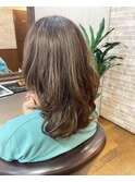 .ひし形フェミニンミディ【白髪ぼかし 30代、40代、50代】