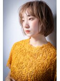 オレンジベージュフレンチカジュアル小顔丸みボブz越谷20代30代