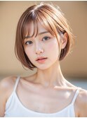 ナチュラルボブルフ黒髪ネビージュ小顔ワンレン20代30代40代50代