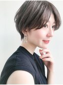 ★前下がりハンサムショートボブパーマ30代40代50代白髪ぼかし