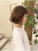 ◎ボブ/切りっぱなしボブ/小顔ボブ/ブラウンカラー/イエベ/ロブ