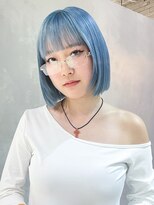 シオン(shion) ボブハイトーン前髪イメチェン韓国ヘアブリーチ_F90088