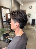 メンズウェーブヘアメンズアッシュカラースパイラルパーマ