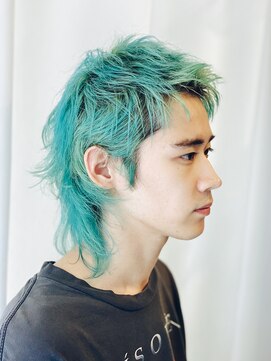 セカンドネイチャー(SECOND NATURE) ショートウルフ × くすみグリーン