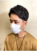 ツーブロック束感ショート刈り上げアップバング