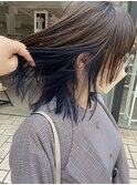 △ブリーチありインナーカラーブルーレイヤーカットウルフカット