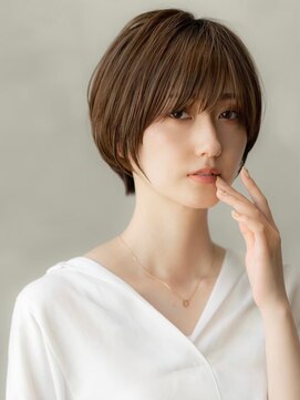 イオ 本厚木(io) 20代30代丸みショート似合わせカットシースルーバングハイライト