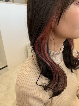 アドラーブル 長岡リバーサイド千秋店(adorable) 大人可愛いくびれミディアム×インナカラー～ペールピンク～