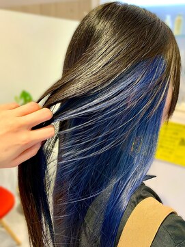 アズールサン 草加西口店(azule-sun) インナーカラー、ネイビーブルー,髪質改善カラー【草加】