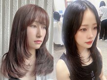 セミロングはワンカールで可愛く♪《ブラウンベージュカラー》肌馴染みが良く可愛くなりたい女の子は必見◎