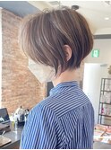 30代40代50代大人ショート髪型丸顔前髪なし似合わせ【安野】