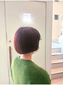 春前上がりボブピンクブラウン艶カラー髪質改善トリートメント＊