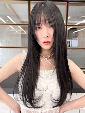 オルクドゥ(Orque deux) 春夏カラー◎ブリーチなしダークブルーの透明感ロングレイヤー