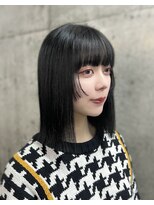 ラス トーキョー(LAS TOKYO) ブルーブラック×ぱつっとボブ顔まわりレイヤー