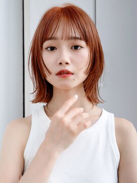 エインアンリー 表参道(AIN.ANLY.) ◯ワンレンボブルフ黒髪ネビージュ小顔ぱっつん前髪ウルフパーマ