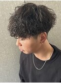 波巻きスパイラルパーマメンズカットメンズパーマ群馬県高崎眉毛