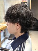 調布メンズパーマ波巻きパーマプードルパーマッシュウルフ強め