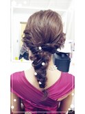 ダウン編み込みスタイル/ヘアセット/編み下ろし/結婚式