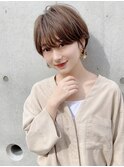 大人可愛い耳掛けマッシュショートボブアッシュブラウン小林