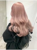 ダブルカラーピンクベージュケアブリーチハイトーン髪質改善