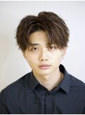 福井　メンズカット　センターパート　波巻きパーマ　20代　