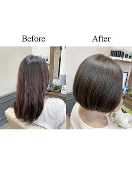 カミケン 清明店(kamiken.) 大人きれい美髪ボブ艶髪ナチュラル清潔感UP【カミケン清明店】