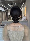 お呼ばれヘアセット/タイトシニヨン/ヘアアレンジ/韓国