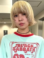 ヘアーアンドスパ フェリーチェ ミチ 野田屋町店(HAIR&SPA felice MICHI)&nbsp;顔周りレイヤー ハイトーン ブリーチ ショートボブ ブロンドヘア