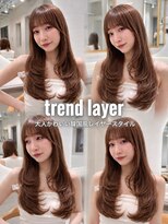 アプリ 大宮西口(appri) 韓国風ロングレイヤー×艶感ミルクティーブラウン/大宮