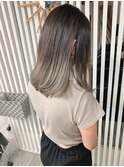 グラデーションカラー_マロンベージュ Aラインボブ かきあげ