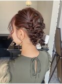 大人気20代30代◎結婚式成人式卒業式ツインテール編みこみ団子
