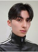 韓国マッシュカルマパーマコンマバングセンターパート黒髪ウルフ